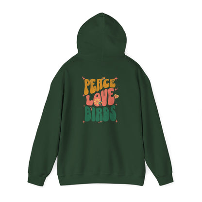 Peace Love Birds Unisex Hoodie Back Design - Cozy Sweatshirt for Nature Lovers