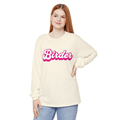 Pink Birder Unisex Garment-dyed Long Sleeve T-Shirt