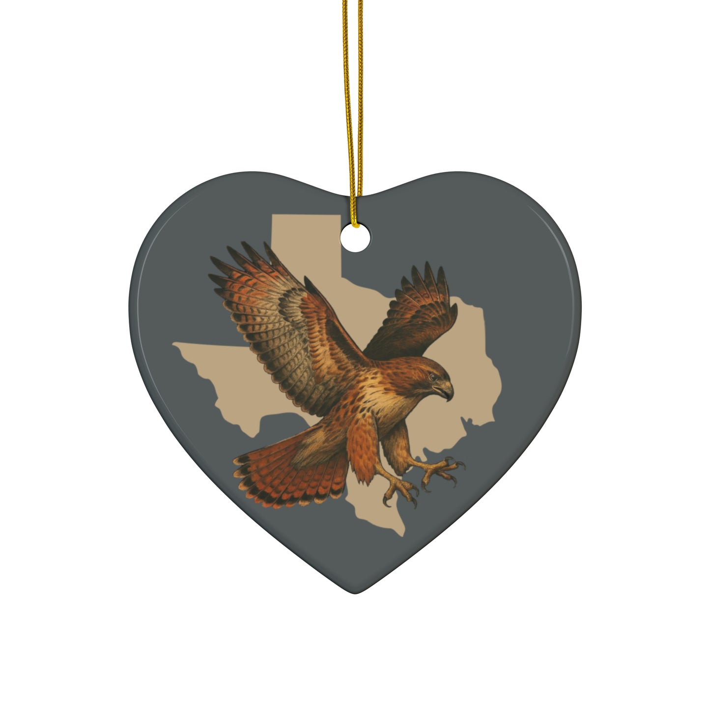 Texas Red Tail Hawk Ceramic Ornament — 4 Shape Options