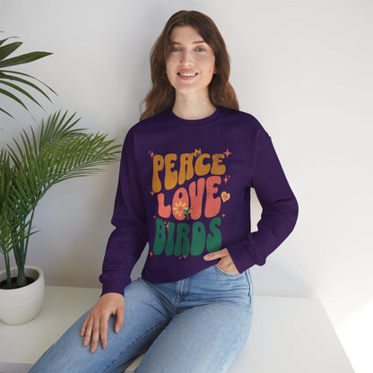 Peace Love Birds Crewneck Sweatshirt - Unisex Cozy Fashion for Nature Lovers