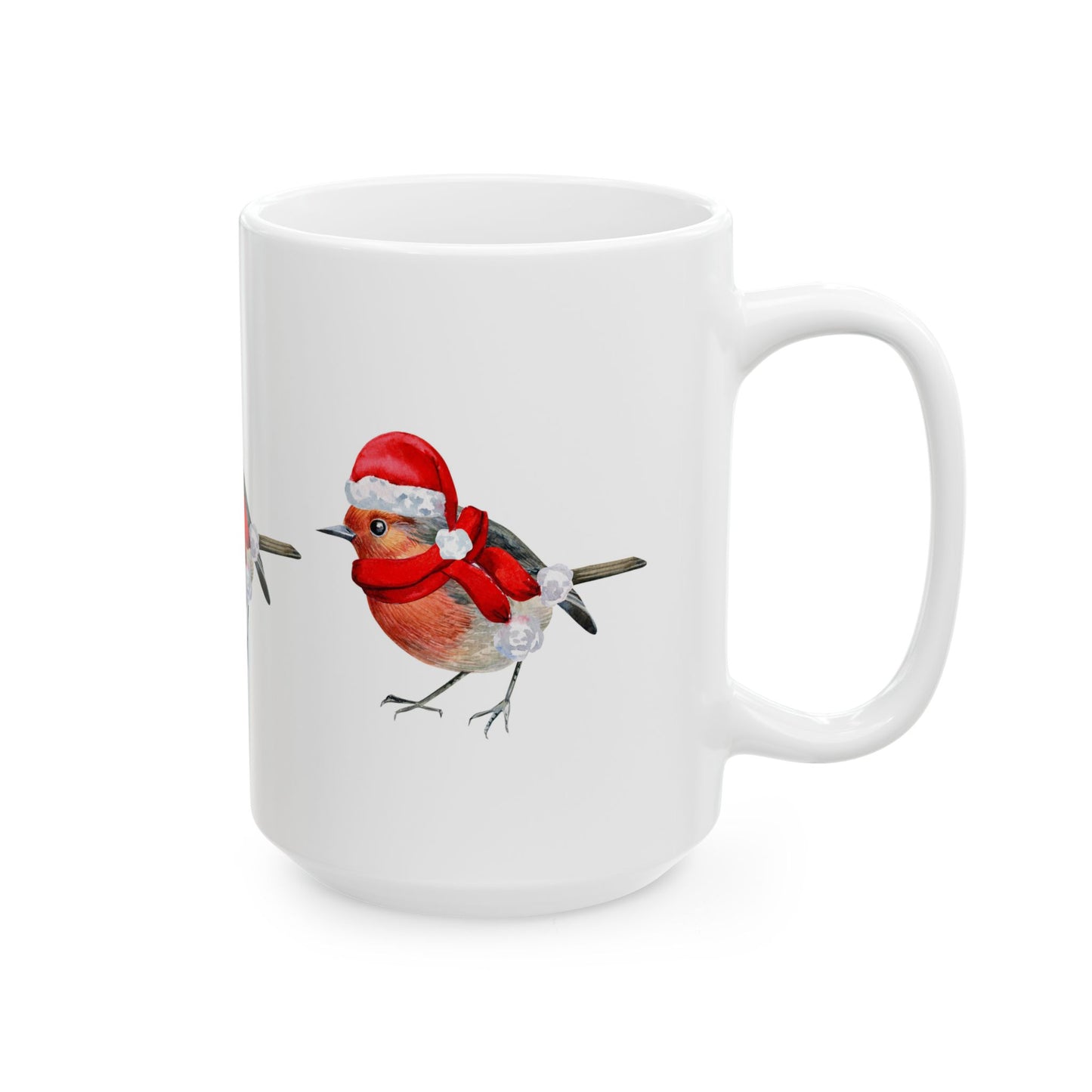 Festive Bird Ceramic Mug - Holiday Coffee Cup (11oz, 15oz)