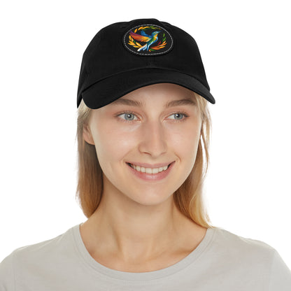 Hummingbird Rainbow Hat Leather Patch Cap
