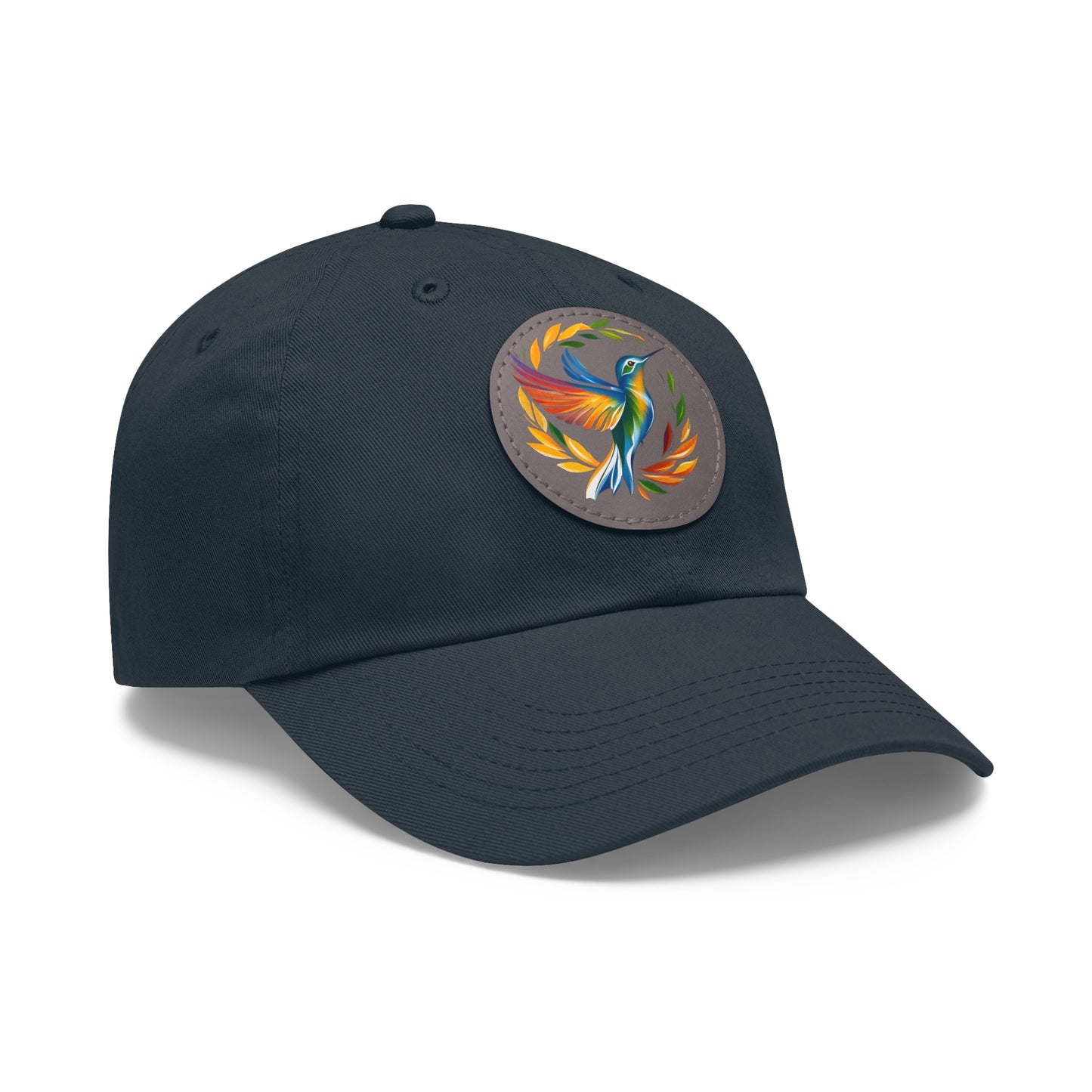 Hummingbird Rainbow Hat Leather Patch Cap
