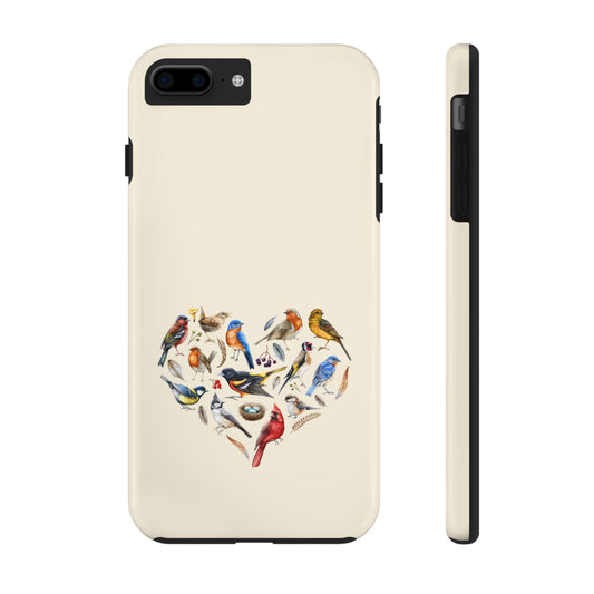 Bird Heart Tough Phone Cases - Cute Wildlife Design, Gift for Nature Enthusiasts, Durable Cases for Birdwatching