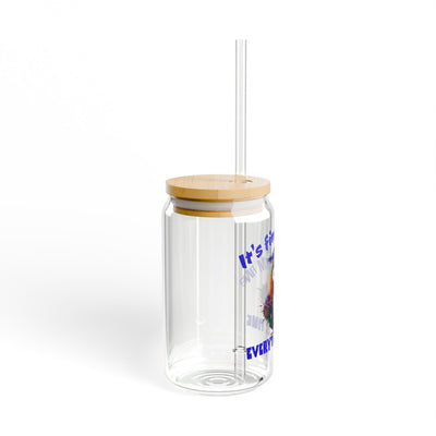 The Nerdy Birder Everything's Fine 16oz Sipper Glass With Bamboo Lid