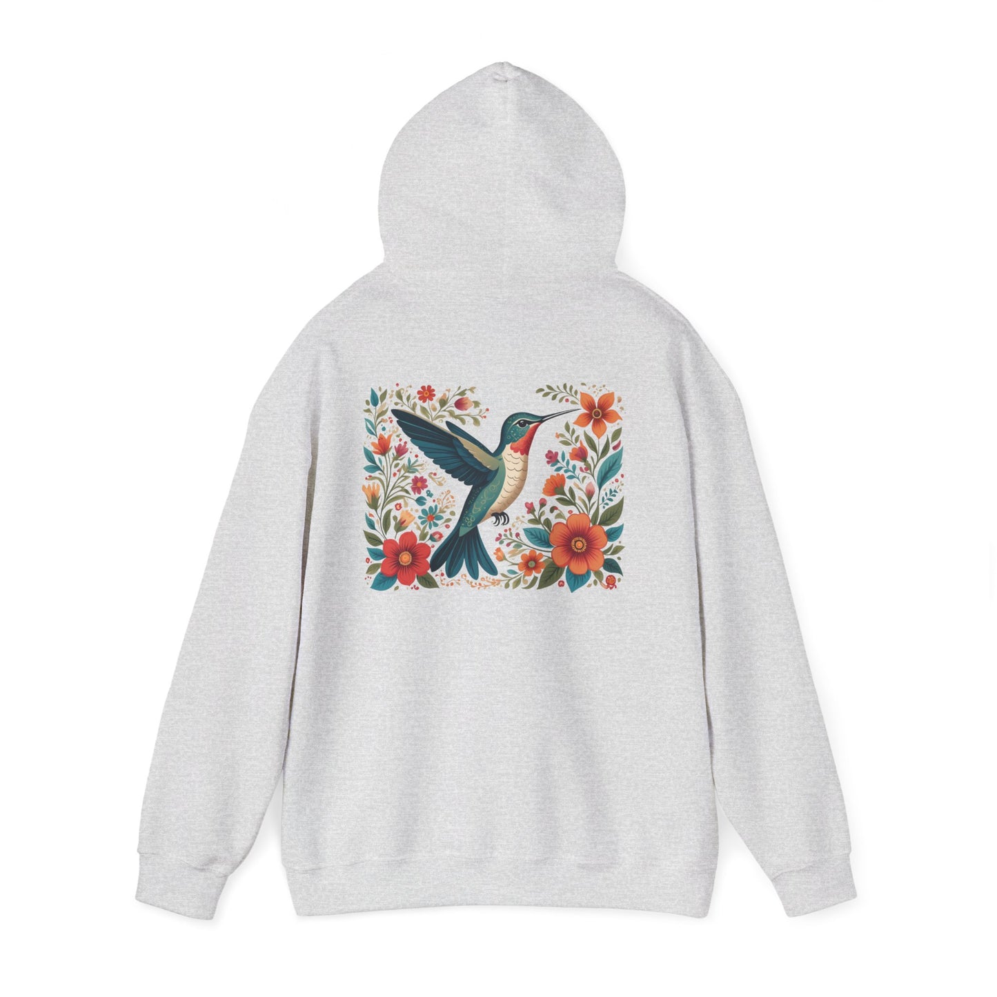Hummingbird in Bloom Hoodie Back Design - Cozy Sweatshirt for Nature Lovers