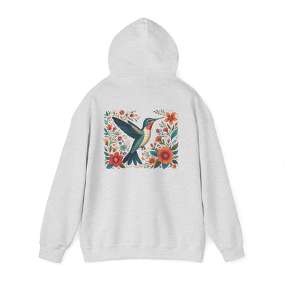 Hummingbird in Bloom Hoodie Back Design - Cozy Sweatshirt for Nature Lovers