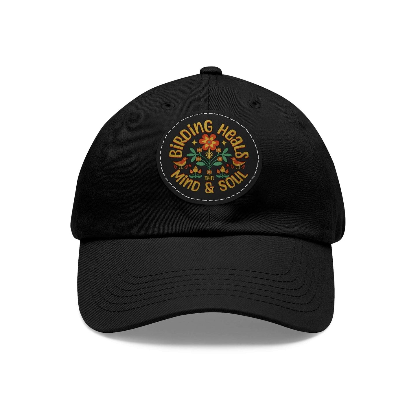 The Nerdy Birder - "Birding Heals the Mind and Soul" Dad Hat, Leather Patch Cap, Perfect Gift for Dads, Nature Lovers, Casual Style Cap, Summer Accessories