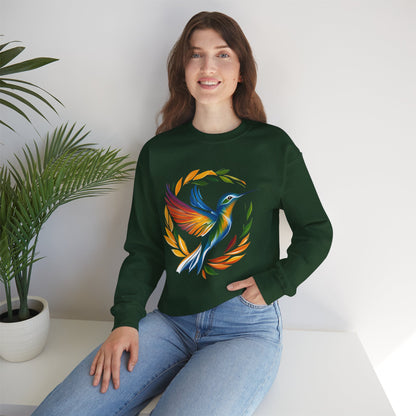 Hummingbird Rainbow Graphic Unisex Crewneck Sweatshirt