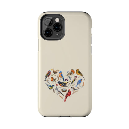 Bird Heart Tough Phone Cases - Cute Wildlife Design, Gift for Nature Enthusiasts, Durable Cases for Birdwatching