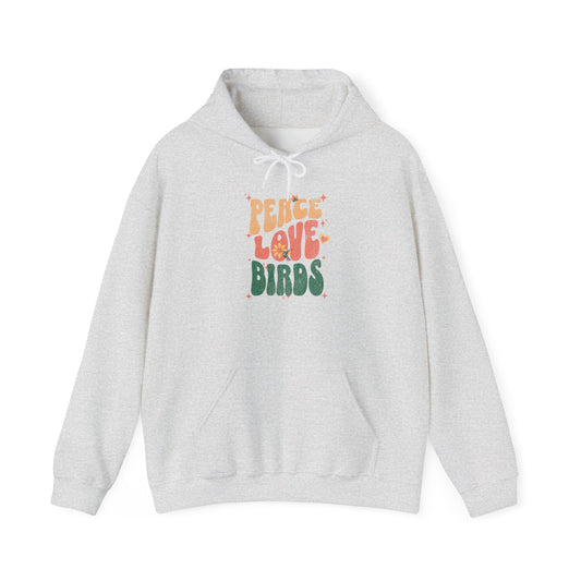 Peace Love Birds Hoodie - Cozy Unisex Sweatshirt for Nature Lover