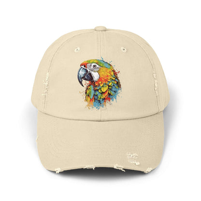 The Nerdy Birder Colorful Parrot Vintage Style Hat - Unisex Distressed Cap
