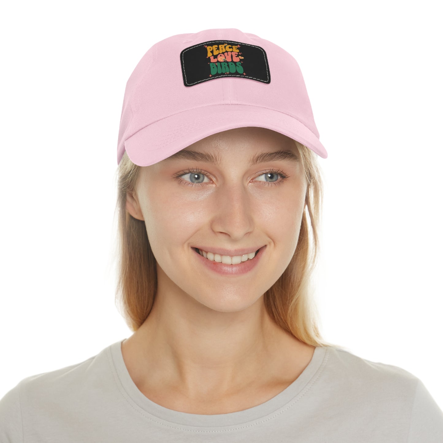 Peace Love Birds  Hat with Leather Patch, Casual Cap for Bird Lovers