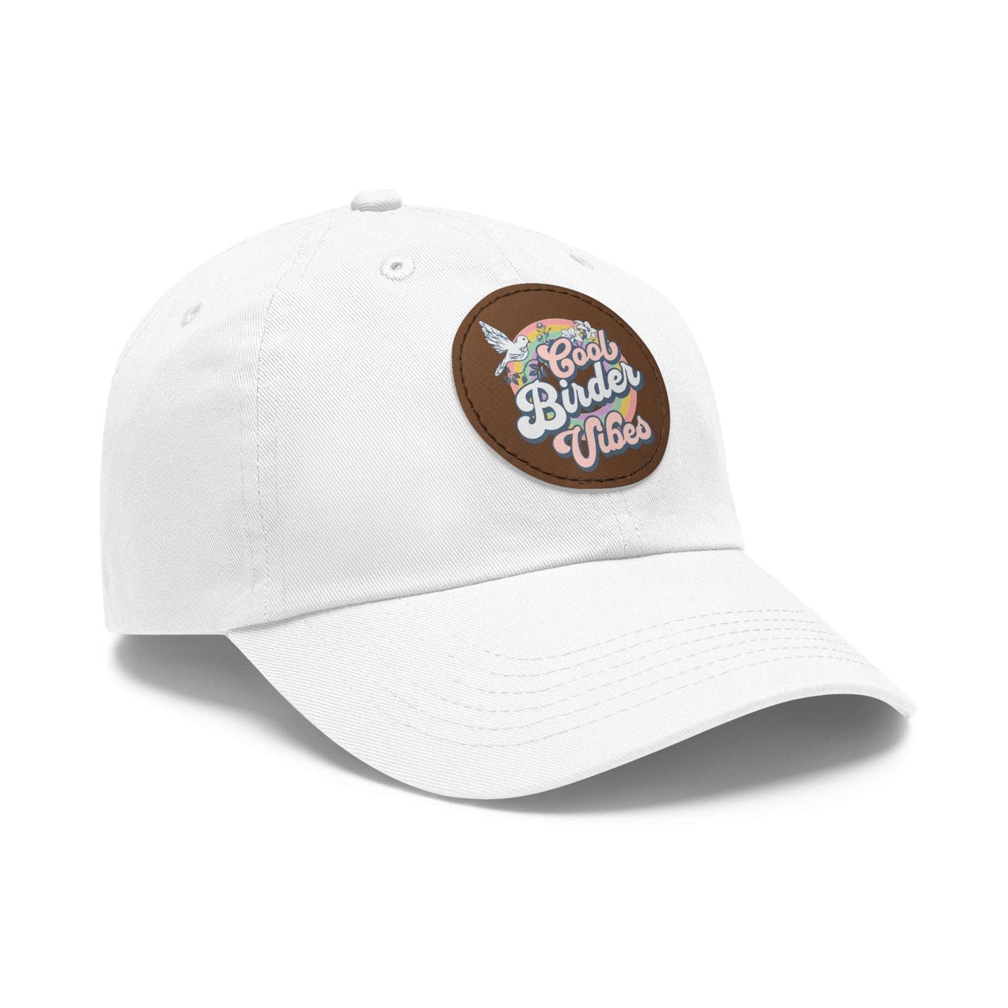 The Nerdy Birder - "Cool Birder Vibes" Dad Hat, Leather Patch Cap, Perfect Gift for Dads, Nature Lovers, Casual Style Cap, Summer Accessories