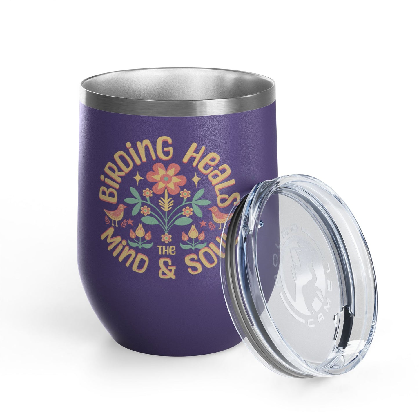 The Nerdy Birder Birding Heals The Mind And Soul Wine Tumbler, 12oz