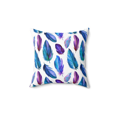 Boho Feather Decorative Pillow - Colorful Square Cushion for Home Decor