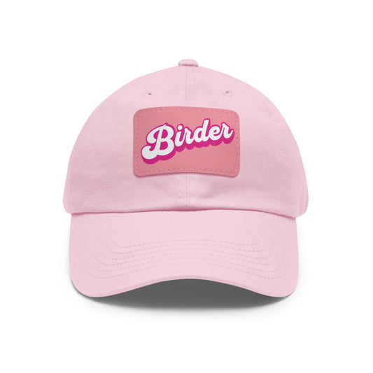 The Nerdy Birder - Birder Hat with Leather Patch for Inspired by childhood memories of playful glamour, Stylish Outdoor Cap, Gift for Bird Watching Enthusiasts, Casual Fashion Accessory