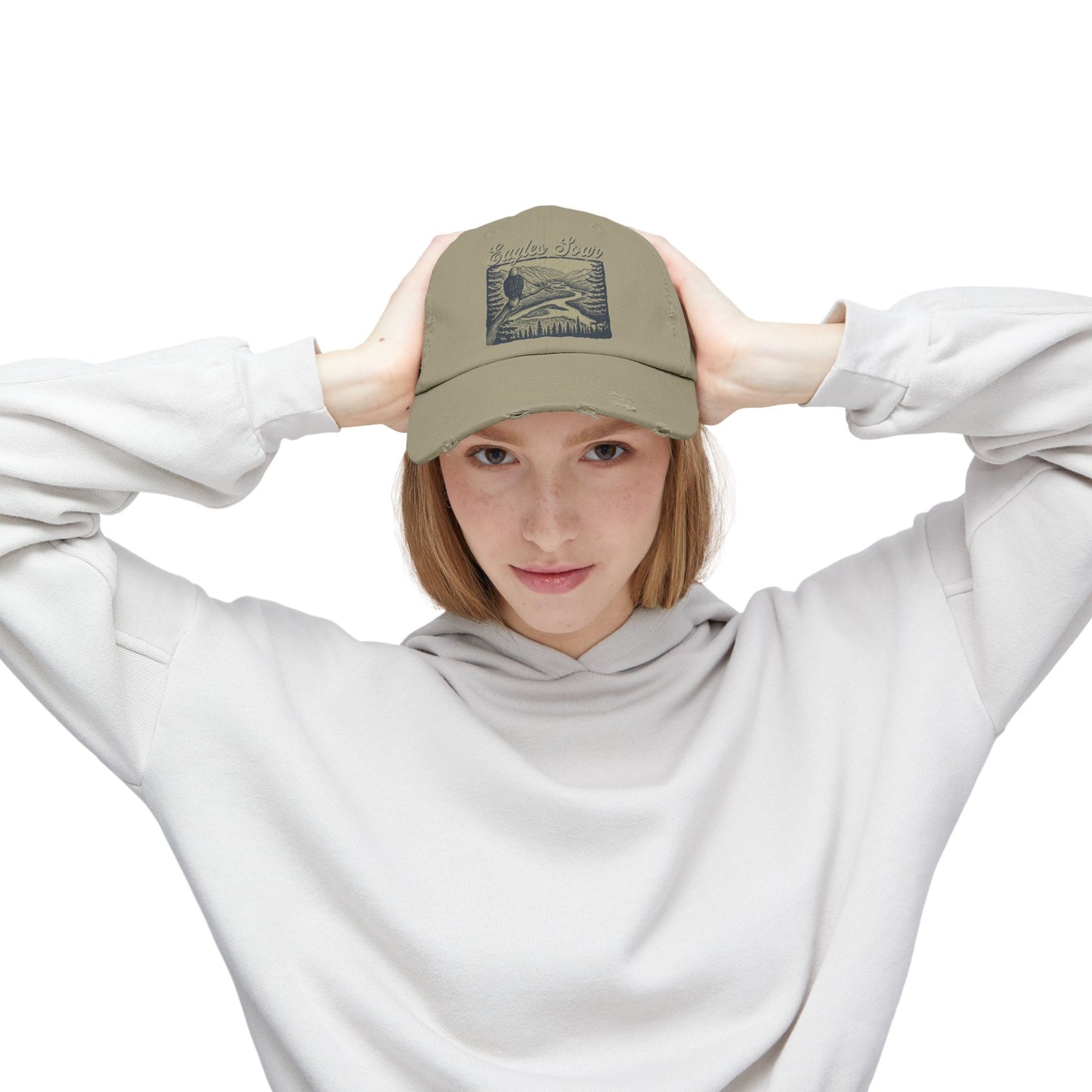 Eagles Soar Distressed Cap, Casual Hat for Bird Lovers, Unique Gift for Nature Enthusiasts, Trendy Apparel for Outdoor Adventures