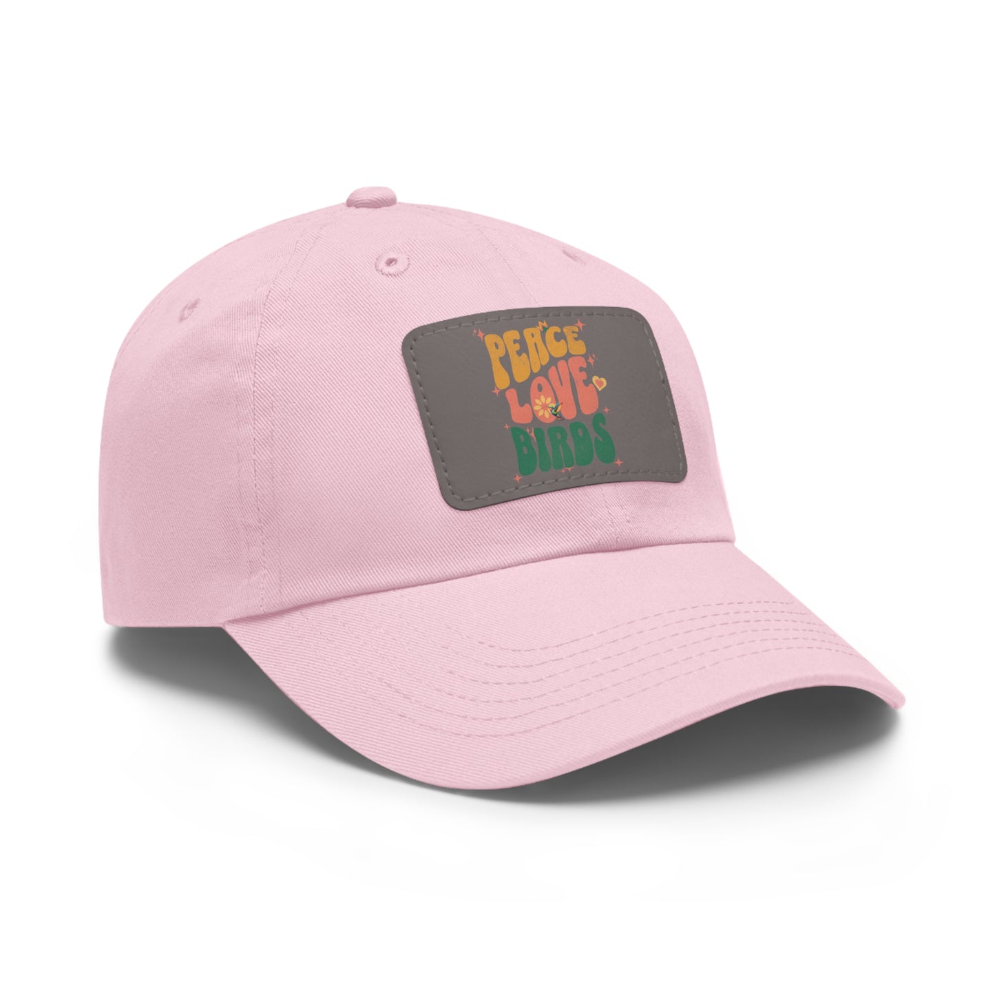 Peace Love Birds  Hat with Leather Patch, Casual Cap for Bird Lovers