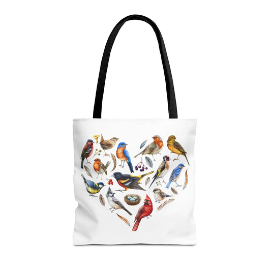 Bird Lovers Tote Bag - Colorful Heart Design for Nature Enthusiasts