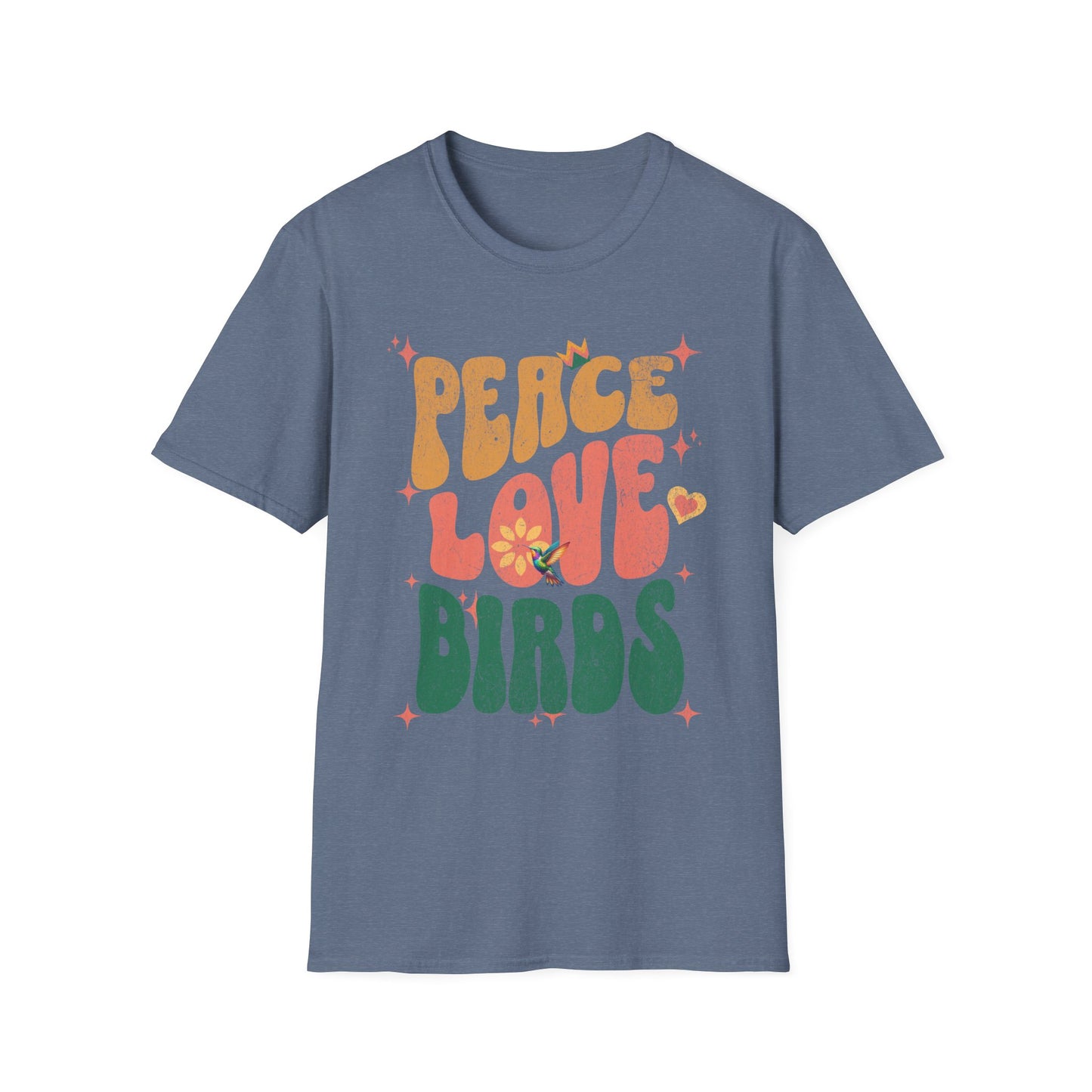Peace Love Birds Unisex Softstyle T-Shirt - Retro Vibe Tee for Casual Wear