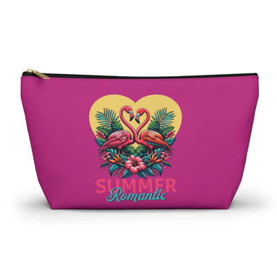 Romantic Summer Flamingo Accessory Pouch | Vibrant Floral Makeup Bag
