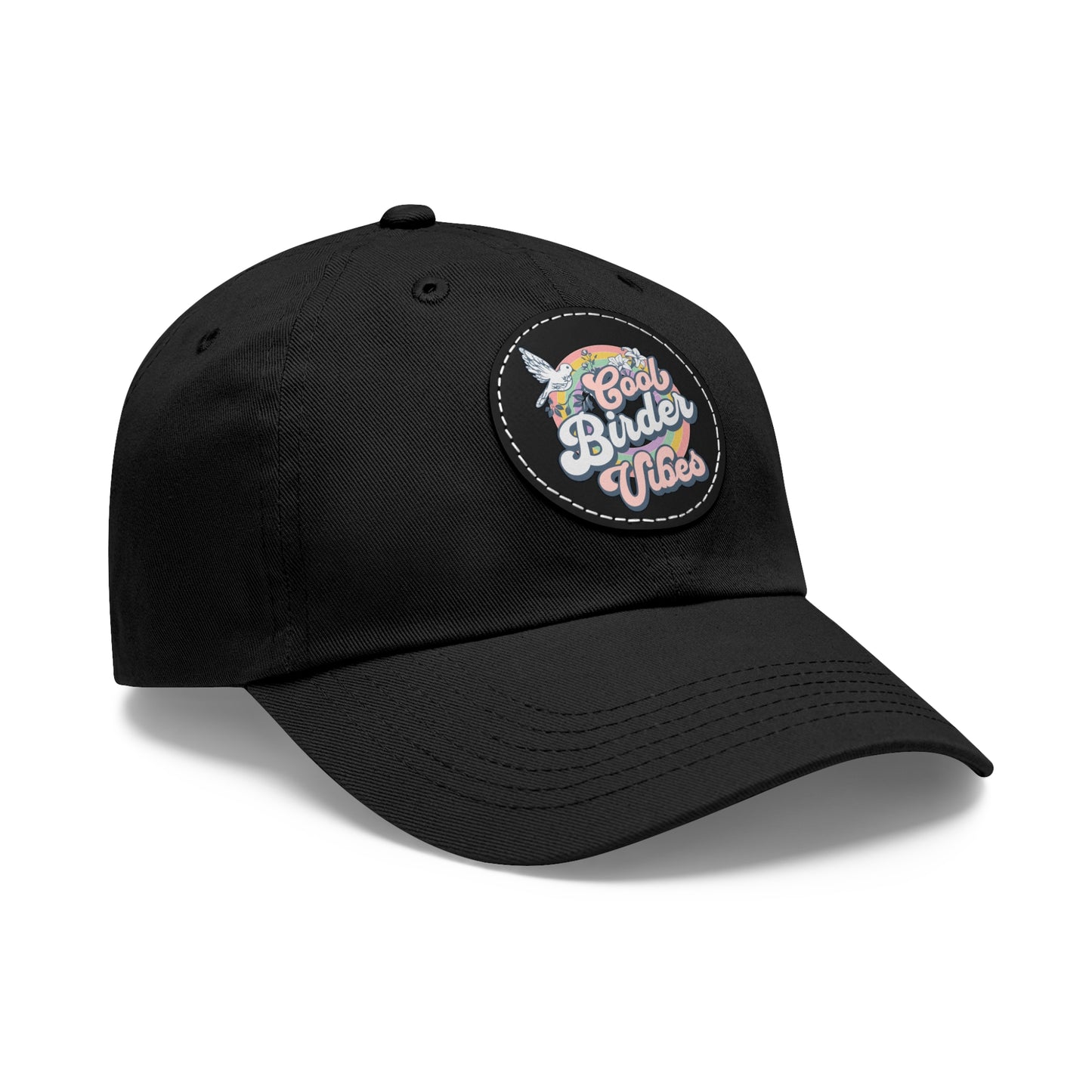 The Nerdy Birder - "Cool Birder Vibes" Dad Hat, Leather Patch Cap, Perfect Gift for Dads, Nature Lovers, Casual Style Cap, Summer Accessories
