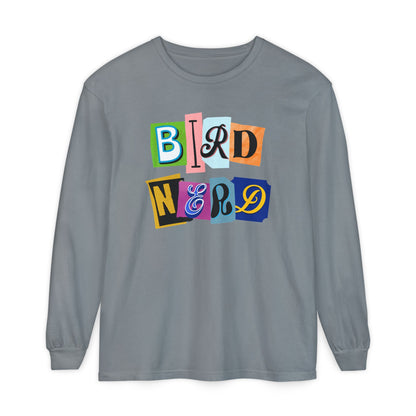Bird Nerd Long Sleeve T-Shirt - Unisex Garment-Dyed Apparel for Bird Lovers