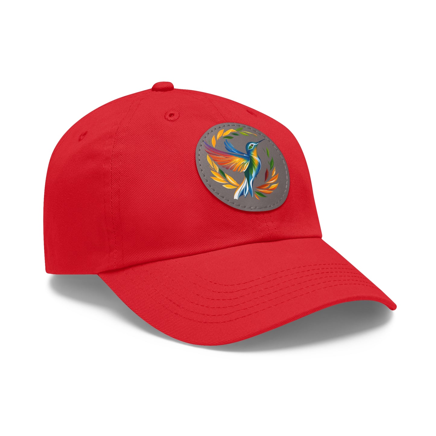 Hummingbird Rainbow Hat Leather Patch Cap