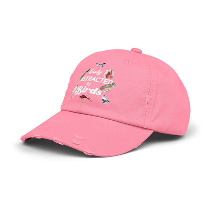 Easily Distracted By Birds Vintage Style Hat - Unisex Distressed Cap