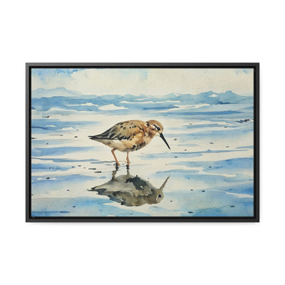 Serene Shoreline Bird Canvas Wrap - Horizontal Frame Art