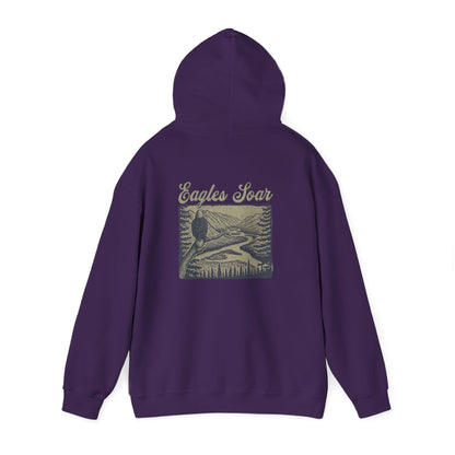 The Nerdy Birder - Eagle Soars Back Design Unisex Hoodie - Cozy Sweatshirt for Nature Lovers