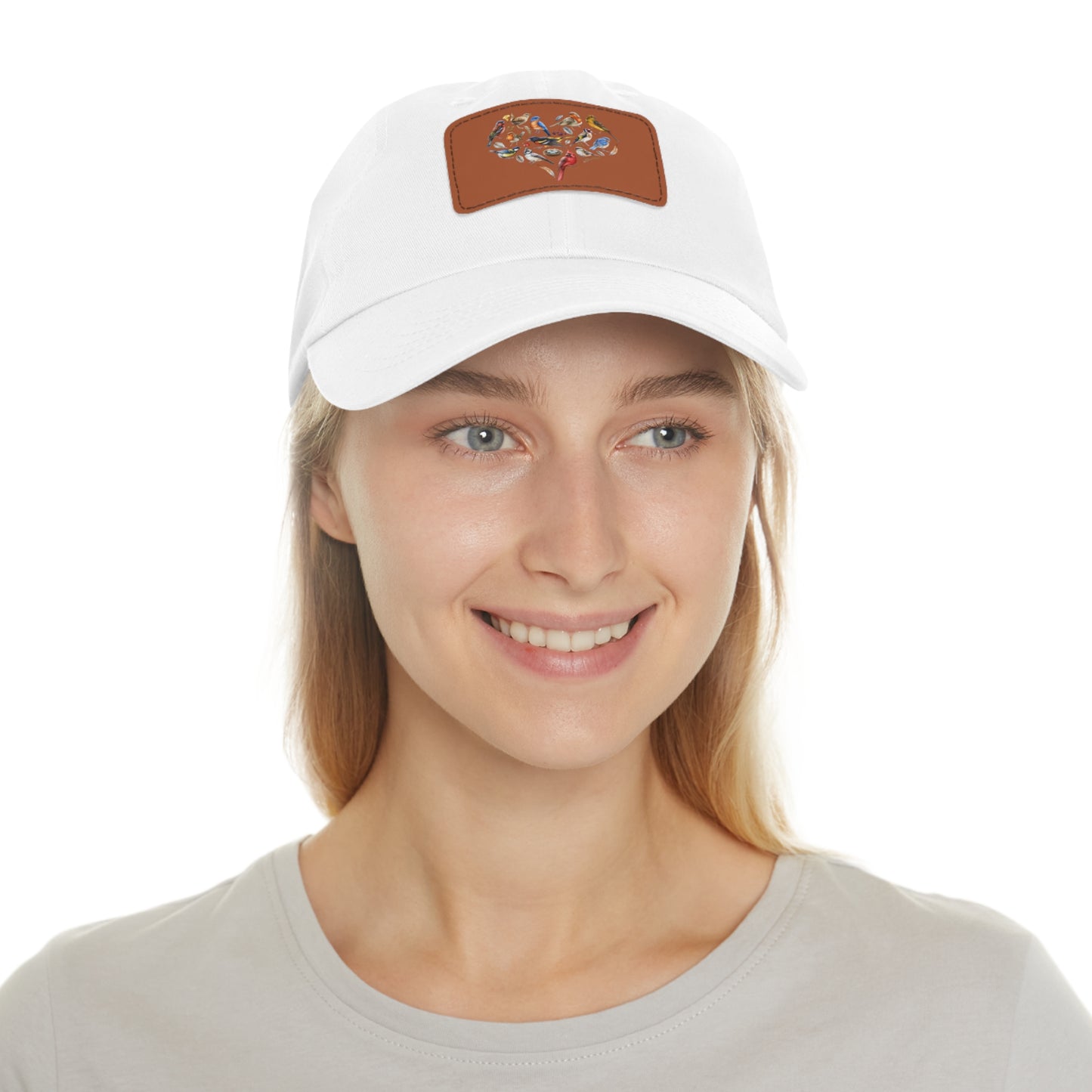 Bird Heart Hat with Leather Patch, Casual Cap for Bird Lovers