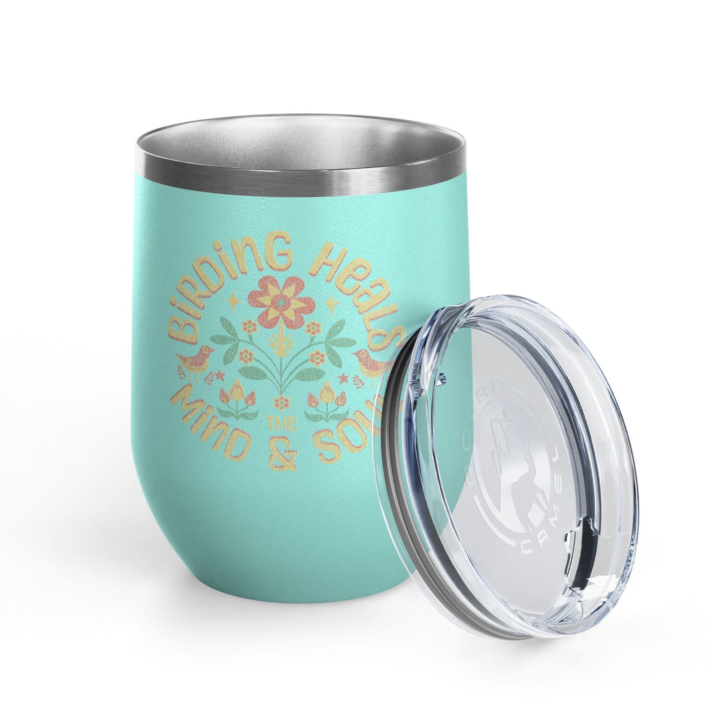 The Nerdy Birder Birding Heals The Mind And Soul Wine Tumbler, 12oz