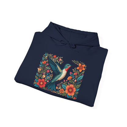 Hummingbird In Bloom Hoodie - Cozy Sweatshirt for Nature Lovers