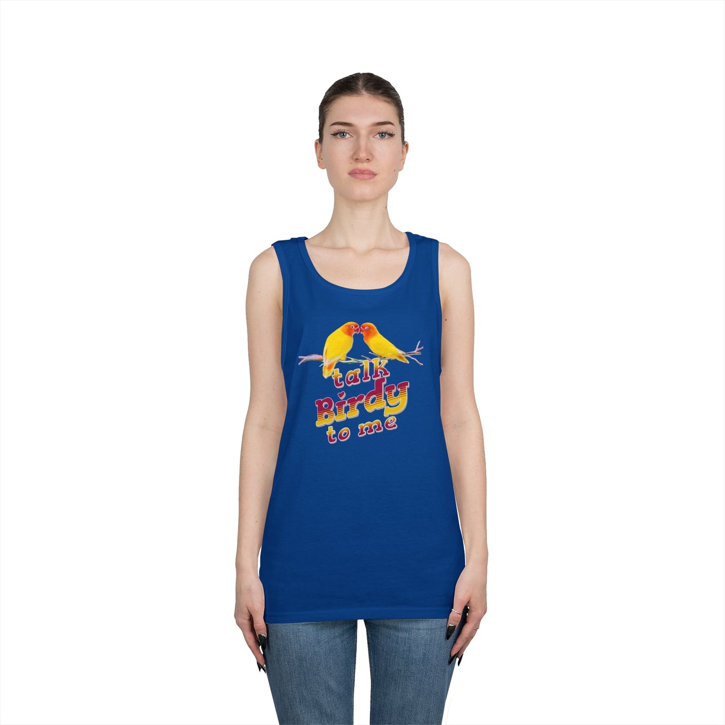 Talk Birdy To Me Tank Top, Gift for Bird Lovers, Unisex Summer Wear, Nature Lover's Apparel, Fun Casual Tank
