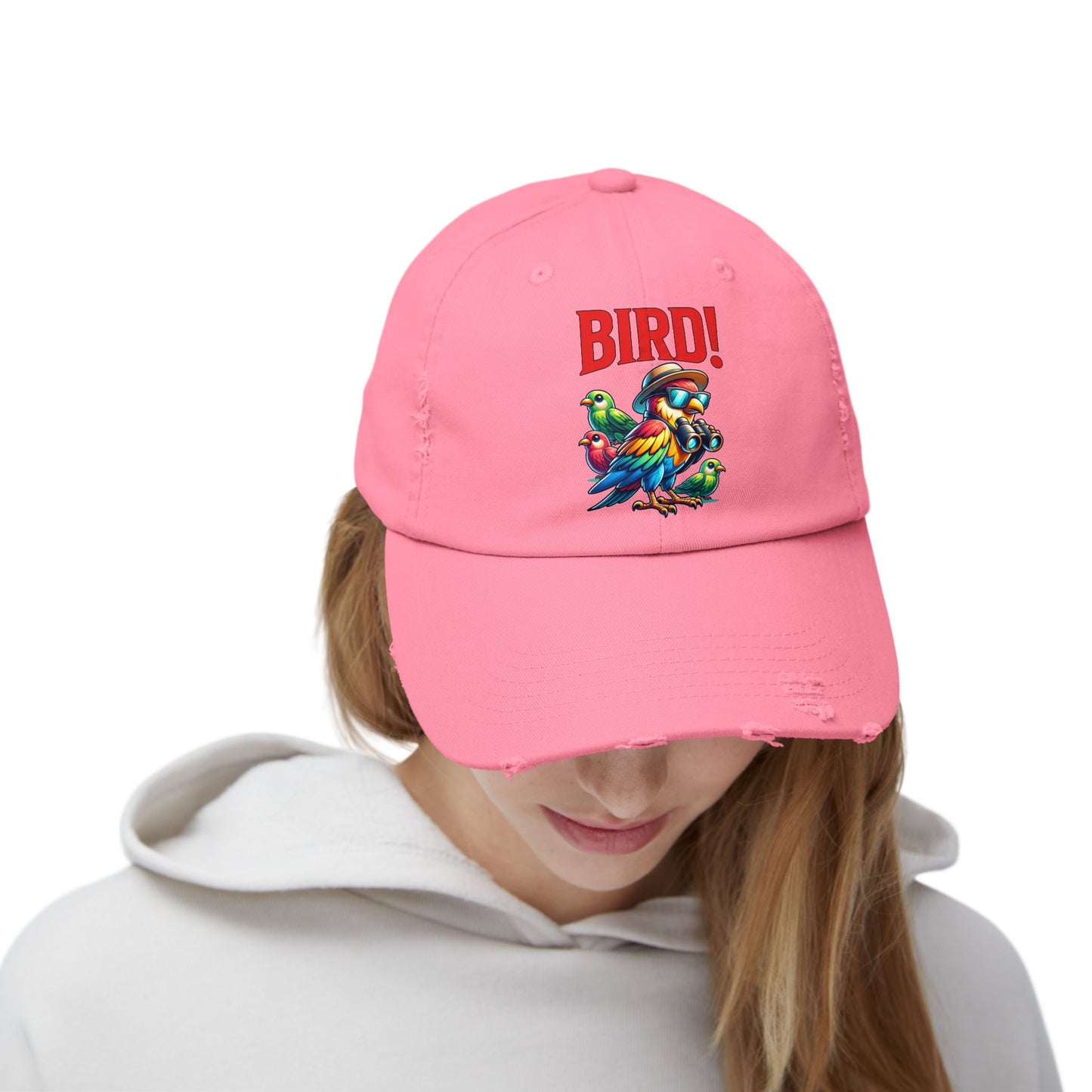 The Nerdy Birder BIRD! Vintage Style Hat - Unisex Distressed Cap