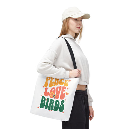 Peace Love Birds Tote Bag – Eco-Friendly Canvas Bag for Nature Lovers