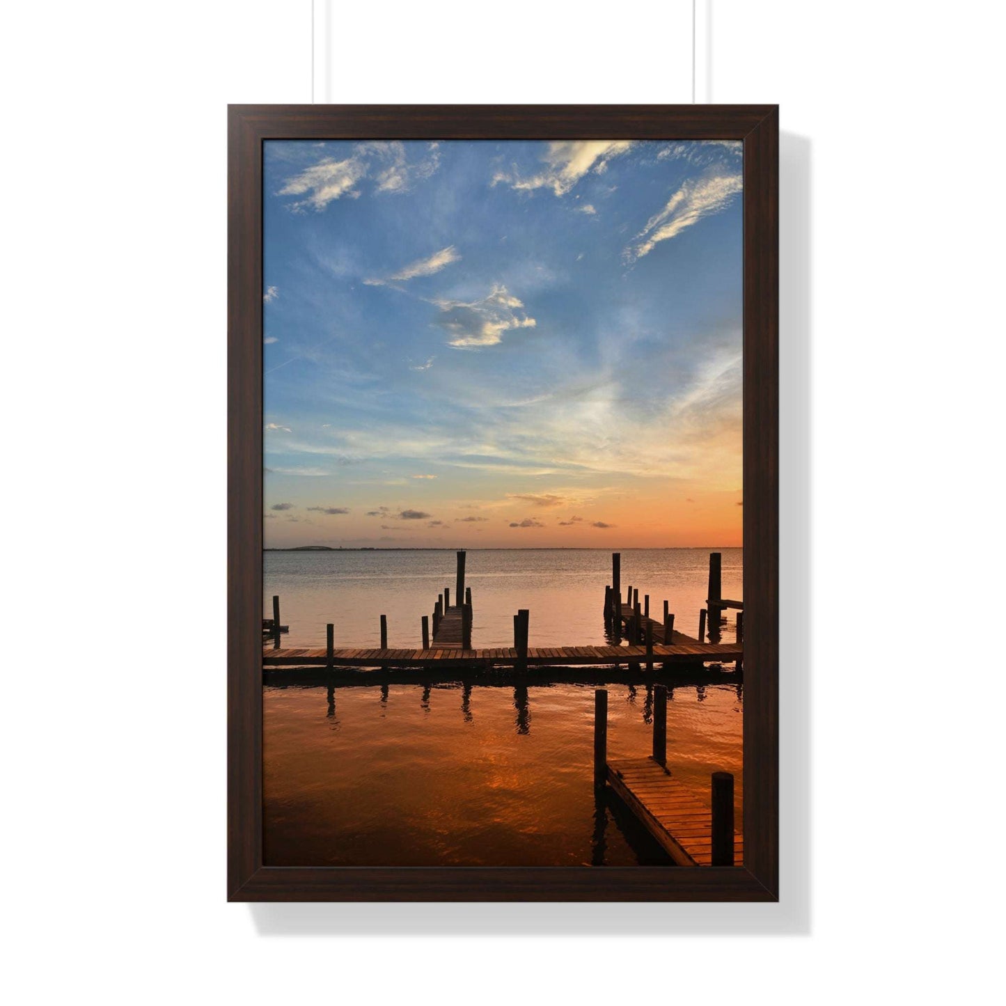 Serene Sunset Framed Vertical Poster - Tranquil Wall Art for Home Decor
