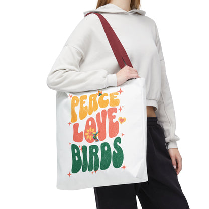 Peace Love Birds Tote Bag – Eco-Friendly Canvas Bag for Nature Lovers