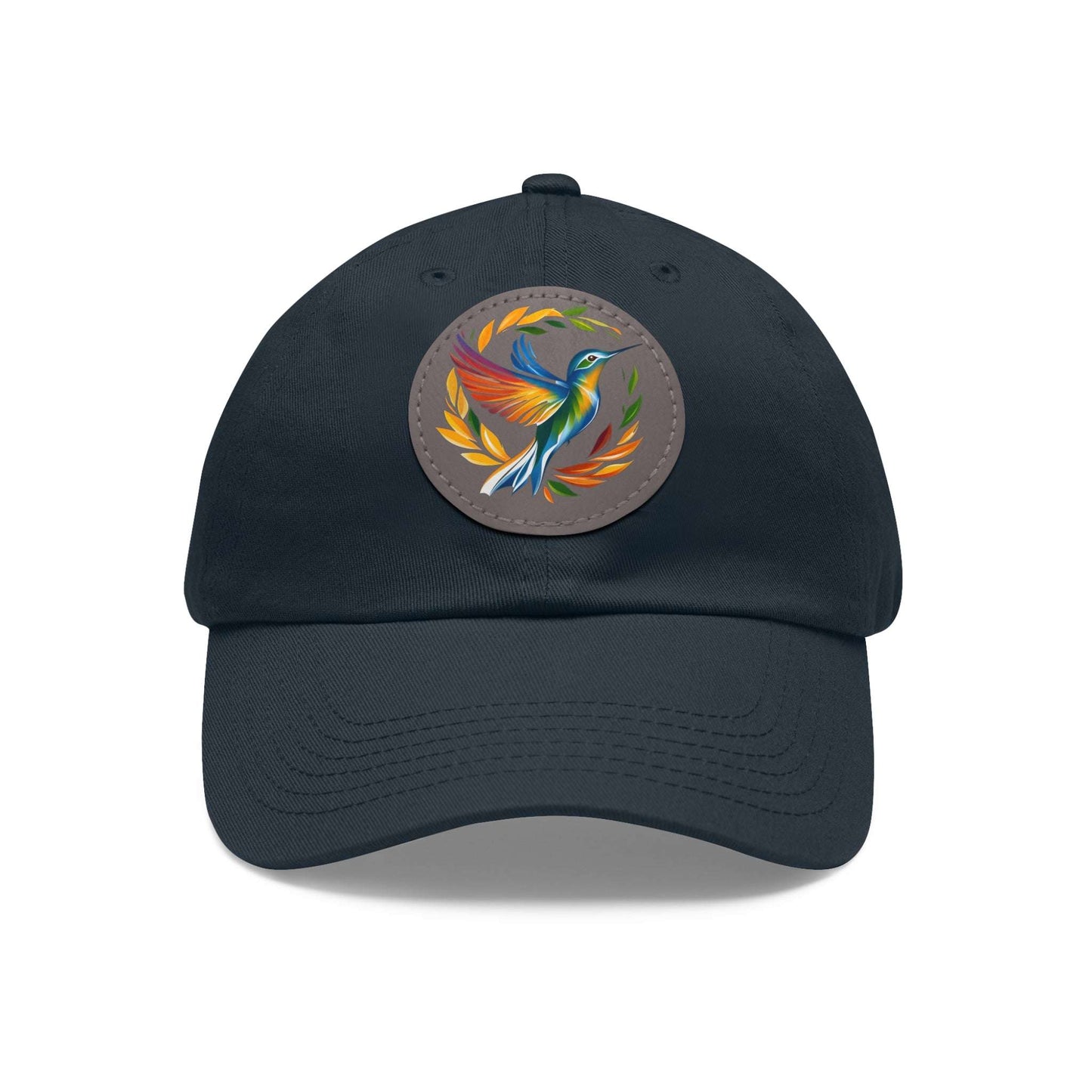 The Nerdy Birder - Modern Rainbow Hummingbird Dad Hat, Leather Patch Cap, Perfect Gift for Dads, Nature Lovers, Casual Style Cap, Summer Accessories