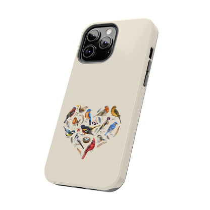 Bird Heart Tough Phone Cases - Cute Wildlife Design, Gift for Nature Enthusiasts, Durable Cases for Birdwatching