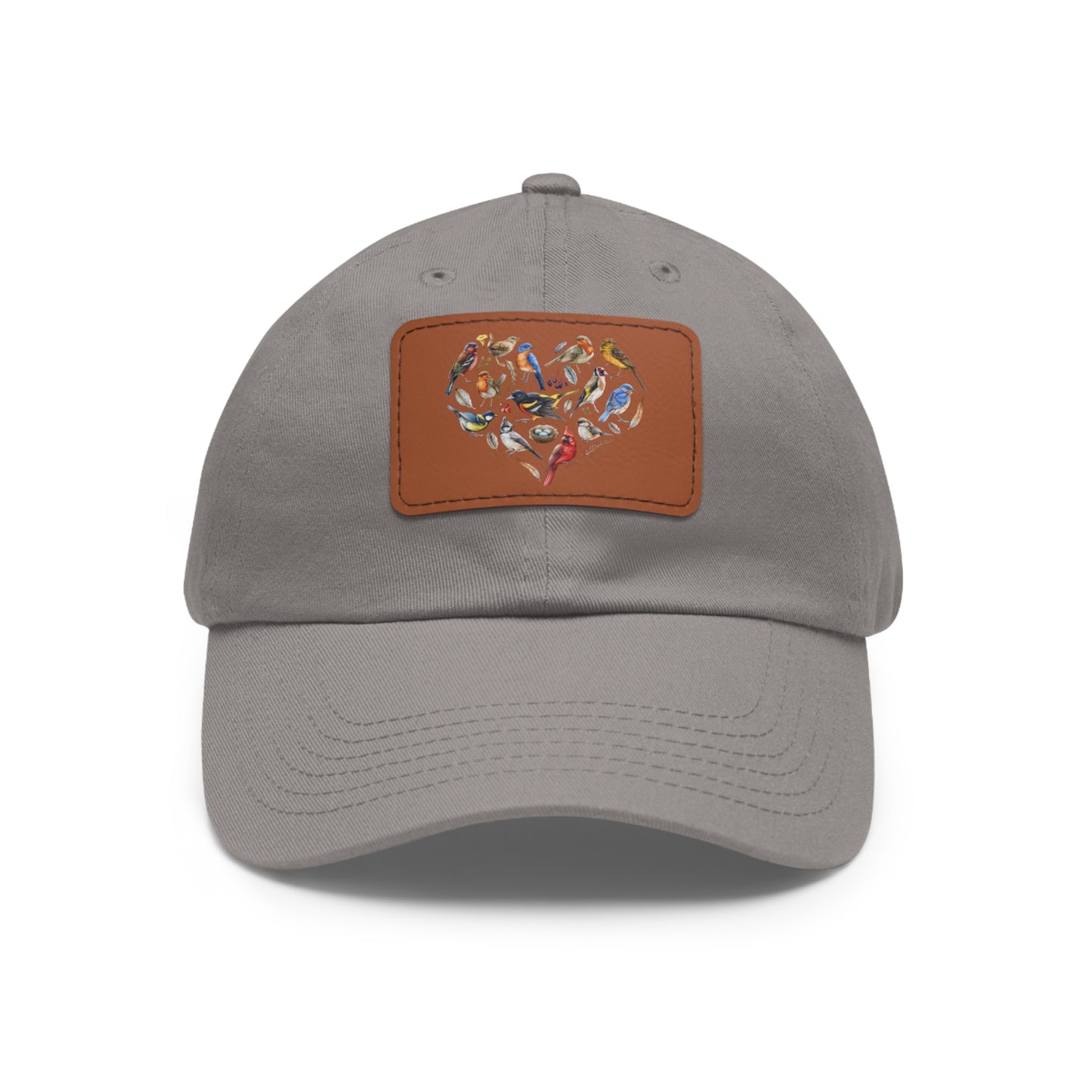 Bird Heart Hat with Leather Patch, Casual Cap for Bird Lovers