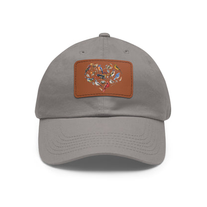 Bird Heart Hat with Leather Patch, Casual Cap for Bird Lovers