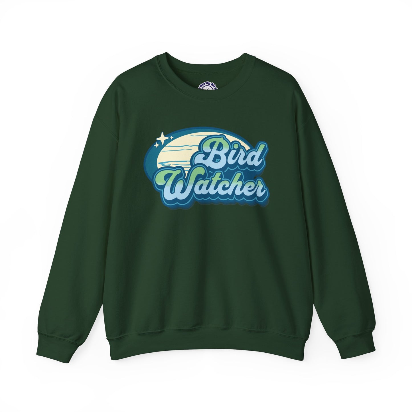 Bird Watcher Teal Graphic Unisex Crewneck Sweatshirt