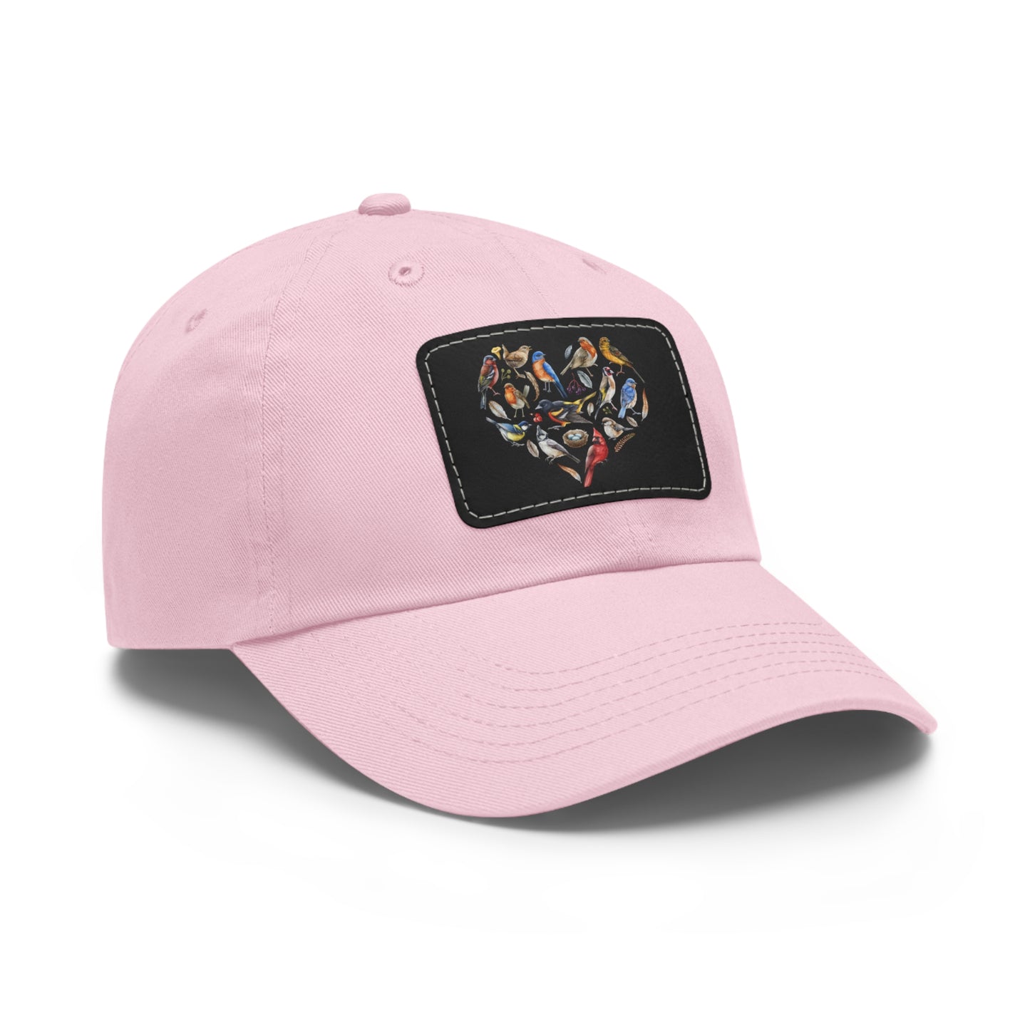 Bird Heart Hat with Leather Patch, Casual Cap for Bird Lovers