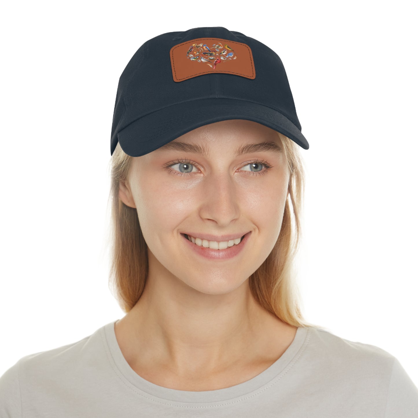 Bird Heart Hat with Leather Patch, Casual Cap for Bird Lovers