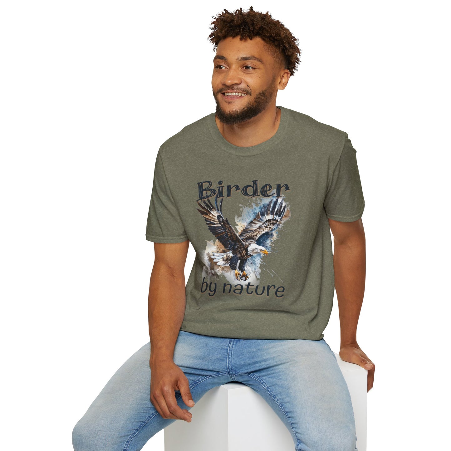 Eagle Birder By Nature Birdwatching Enthusiast Unisex Softstyle T-Shirt