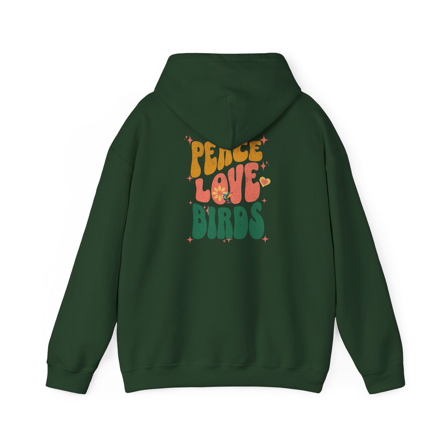 Peace Love Birds Unisex Hoodie Back Design - Cozy Sweatshirt for Nature Lovers
