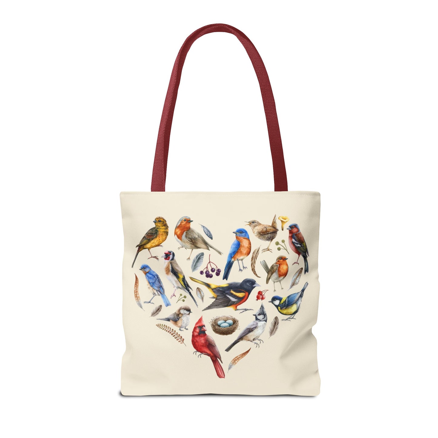 Heart of Birds Tote Bag - Natural color - Heart Design for Nature Enthusiasts